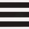 Horizontal black-and-white striped roller blind with wide alternating opaque and translucent fabric bands, closed and aligned, filling the frame; close-up, evenly lit, minimal background, no visible window or room.