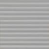 Horizontal pleated cellular blinds, fully lowered across the frame, their alternating light-and-dark gray folds closed, blocking view and softly diffusing daylight in a neutral, evenly lit interior.
