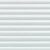 Horizontal zebra blinds spanning the frame, alternating opaque white and pale blue translucent fabric; aligned in closed bands, filtering and diffusing daylight across a minimal, evenly lit interior.