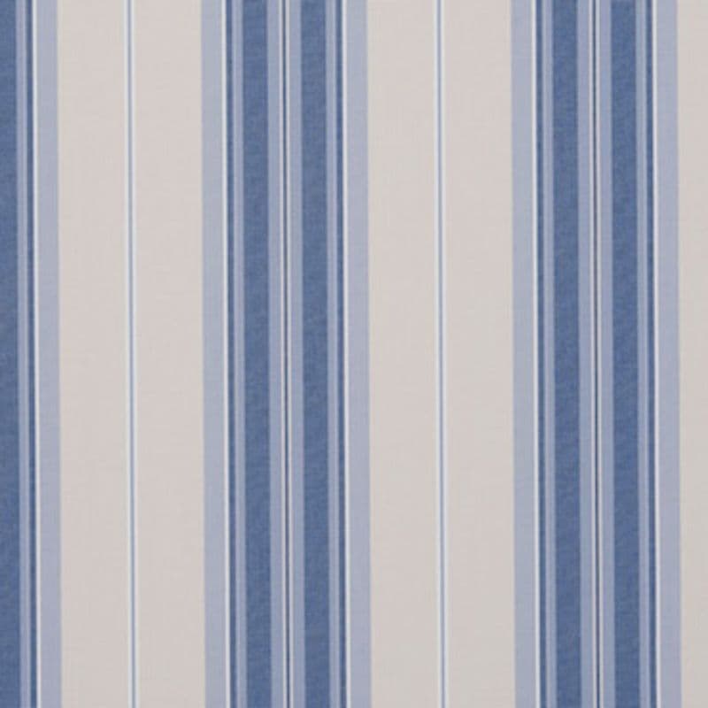 Vertical striped wallpaper (alternating wide muted beige and various-width blue bands) — running continuously — close-up flat wall view with even lighting and no other visible features.