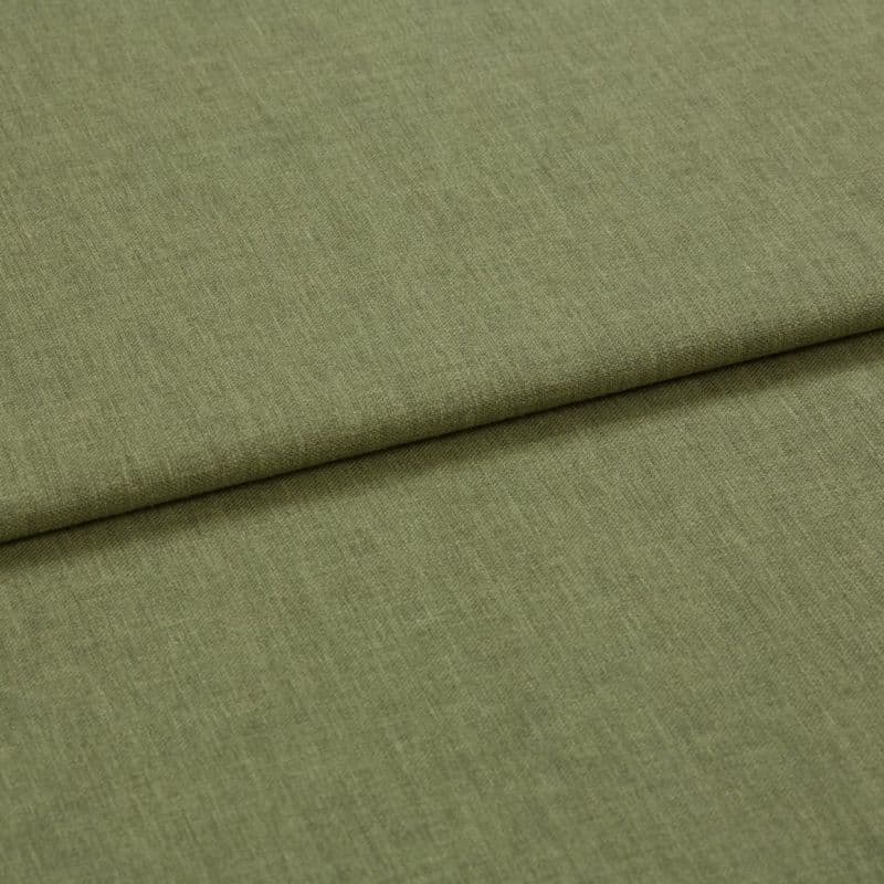 Olive-green woven fabric, folded across the frame creating a horizontal ridge; texture appears linen-like; close-up, evenly lit studio setting emphasizing the weave and subtle heathered shading.