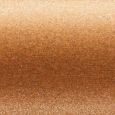 Fine copper-gold glitter surface occupying the frame; sparkling texture reflecting light; close-up view with a subtle horizontal gradient suggesting a metallic or fabric swatch under soft, even lighting.
