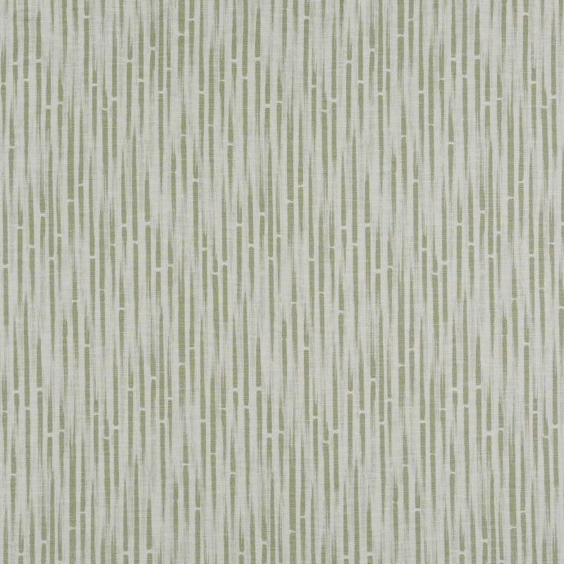 Textured wallpaper with narrow vertical olive-green dashes arranged in staggered columns, repeating across a pale linen-like background, creating a subtle vertical rhythm on a soft, evenly lit interior surface.