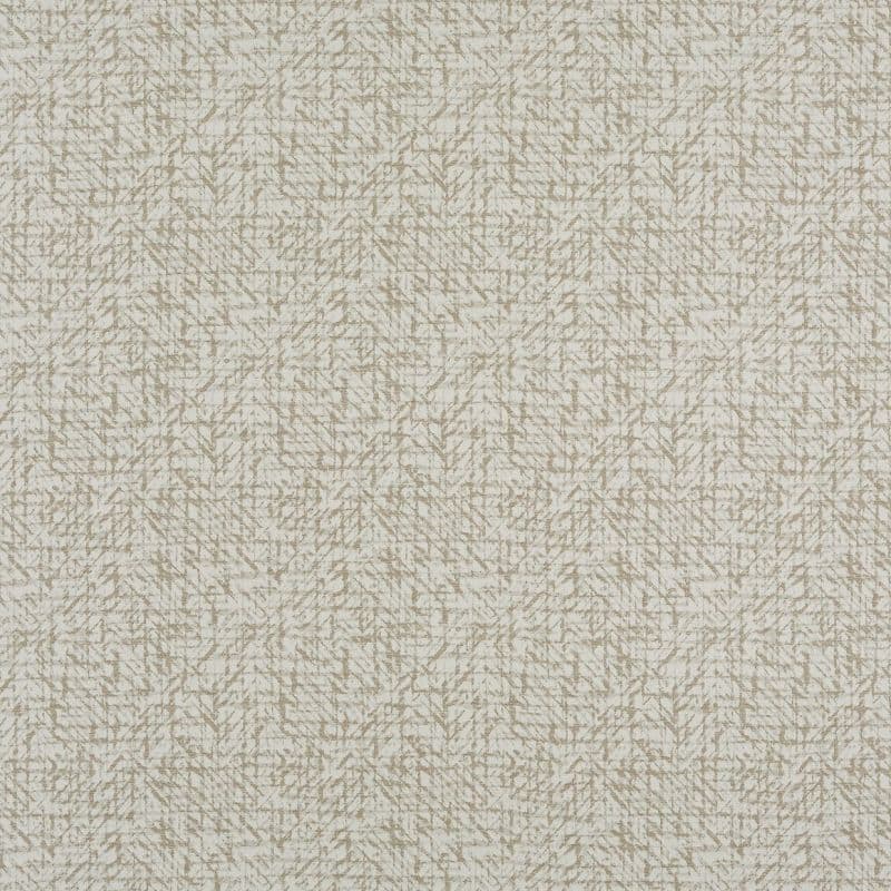 Neutral beige and white textured wallpaper with a repetitive fine leaf-like pattern; covering a flat surface and providing a subtle decorative backdrop in an evenly lit interior.