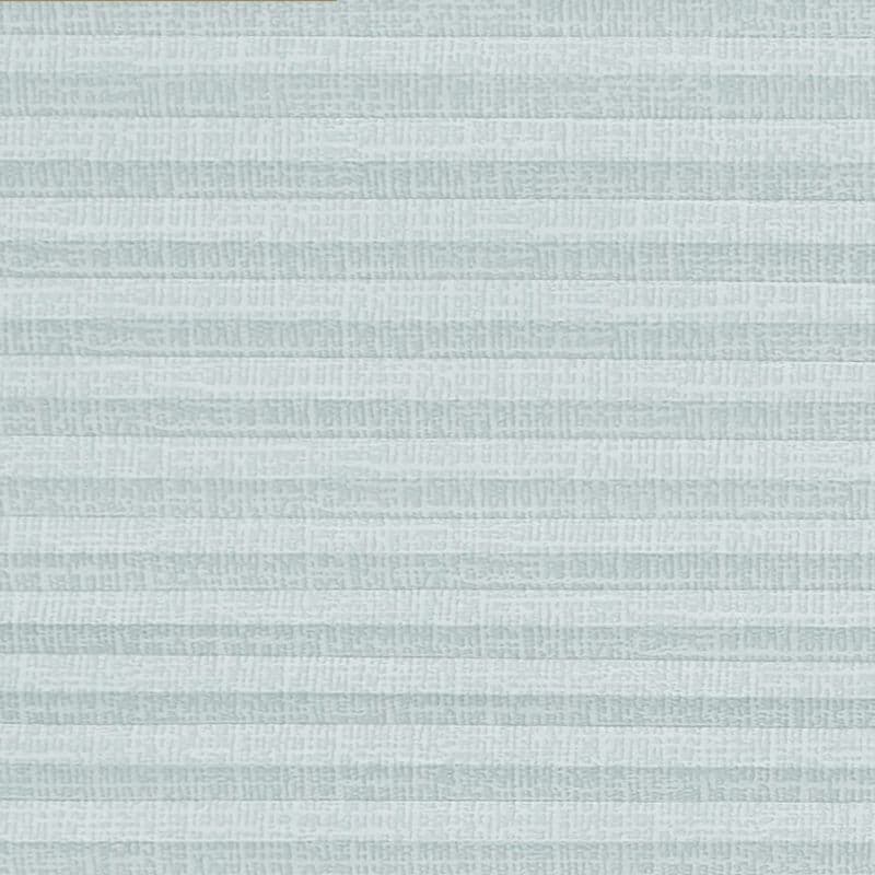 Pleated cellular shade, fully lowered and filtering soft daylight; pale blue-gray fabric with subtle horizontal ribbing across a neutral interior, no visible window or view.