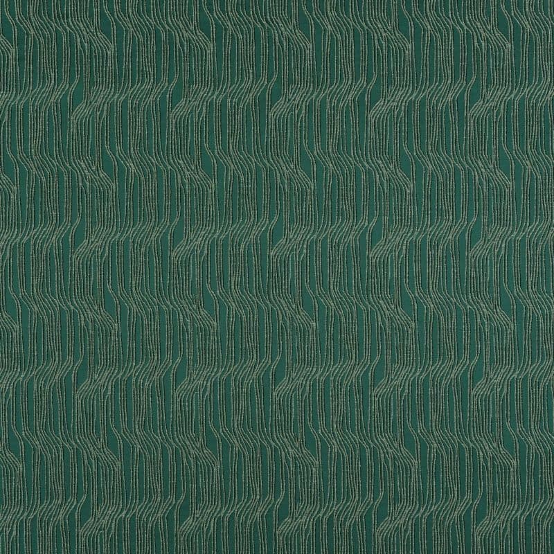 Textured teal wallpaper with narrow raised beige wavy vertical lines; pattern repeats continuously, forming undulating stripes across a flat surface in even, diffuse lighting.