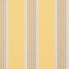 Vertical striped wallpaper: wide pale yellow panels alternating with narrower beige panels edged by thin pale blue and white pinstripes; close-up, evenly lit, filling the frame with no other features.