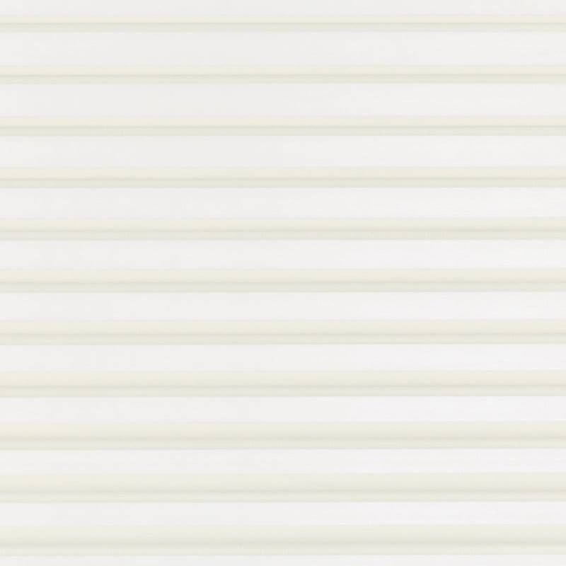 Sheer horizontal zebra blinds fully lowered, alternating opaque and translucent ivory bands; filtering soft daylight and diffusing light into a neutral, minimally furnished interior with no outside view.