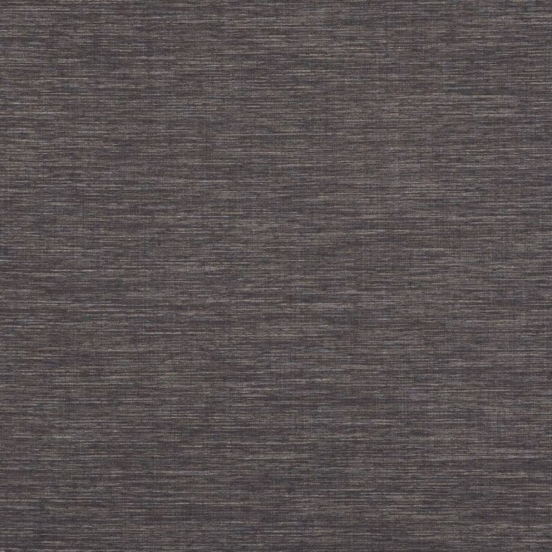 Flat, taut dark-gray woven fabric panel (roller blind/curtain) covering a window; closed and blocking light; indoor close-up showing subtle horizontal weave texture.
