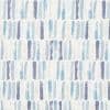 Repeating vertical brushstroke pattern on wallpaper or fabric: staggered textured blue, navy, and pale gray strokes forming rhythmic columns on a white background in diffuse light.