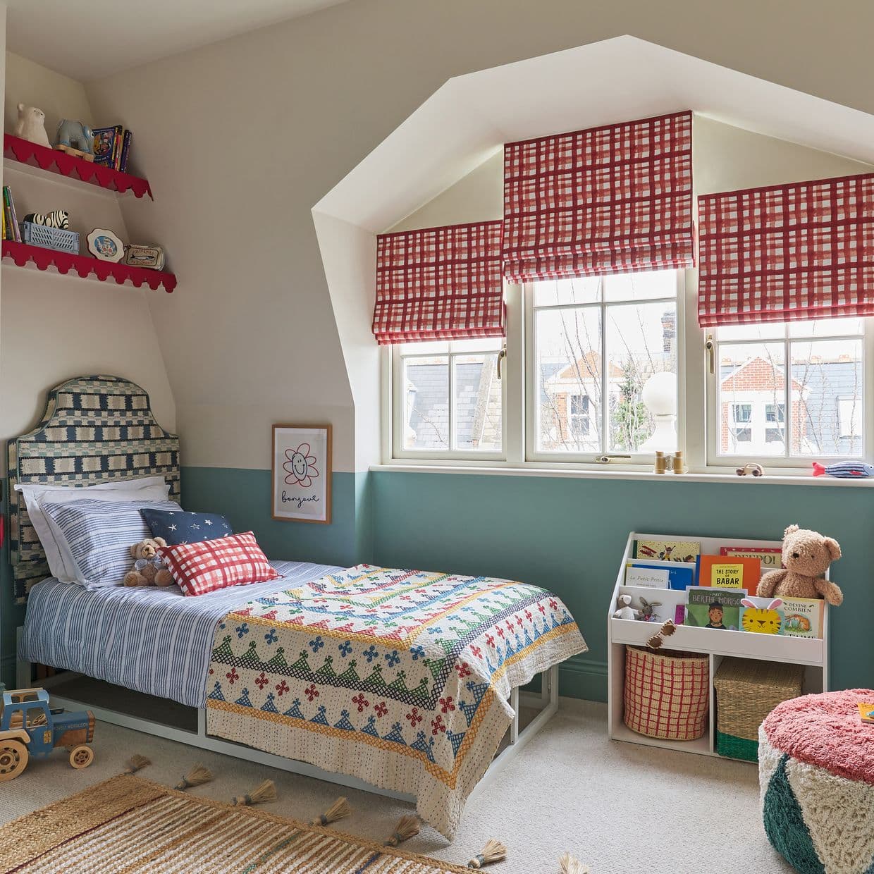 Gingham Rouge Roman Blind