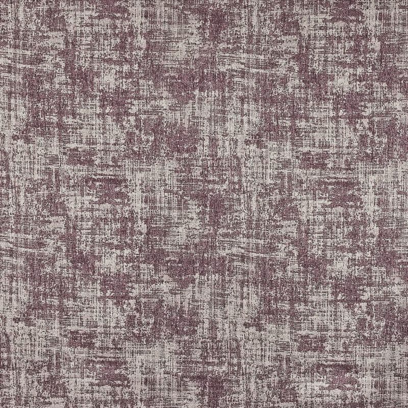 Mottled woven fabric with mauve-and-light-gray crosshatch pattern (curtain- or wallpaper-like) — lying flat and static — evenly lit close-up showing coarse textured surface across the entire frame.