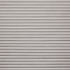 Horizontal slatted roller shutter (narrow, textured beige‑gray metal slats) — fully closed, overlapping — blocking light and view across a window or doorway in neutral indoor lighting.