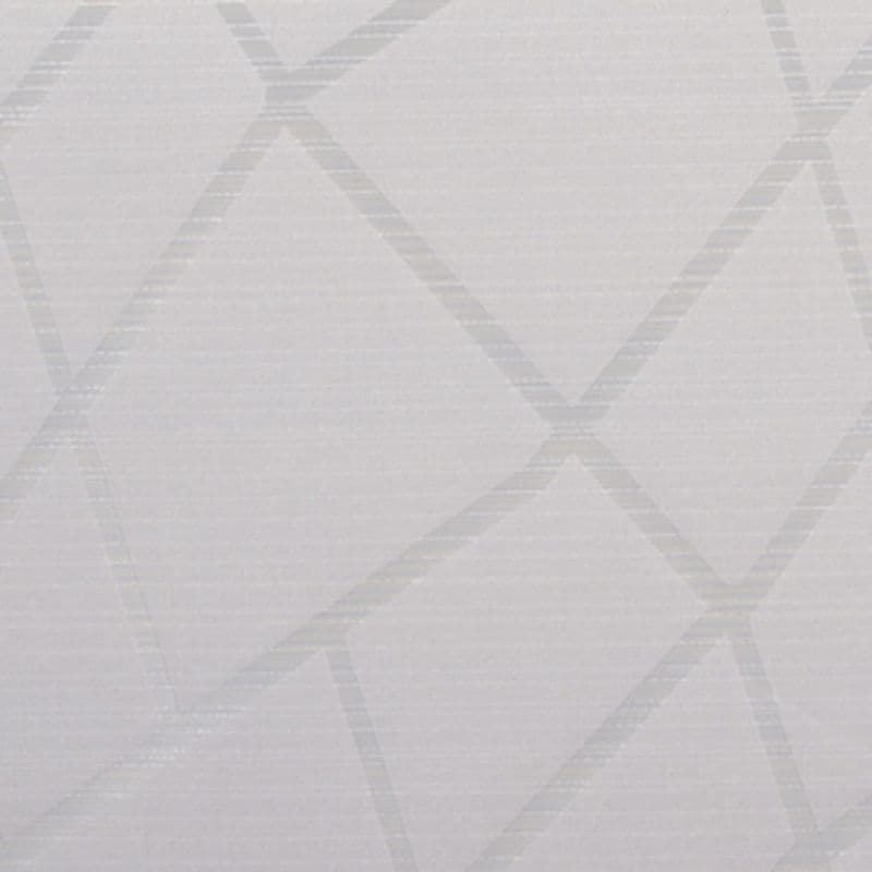 Pale gray fabric-like wallpaper with a faint diagonal lattice of slightly darker bands; covering a wall and providing a subtle textured pattern in a softly lit interior.