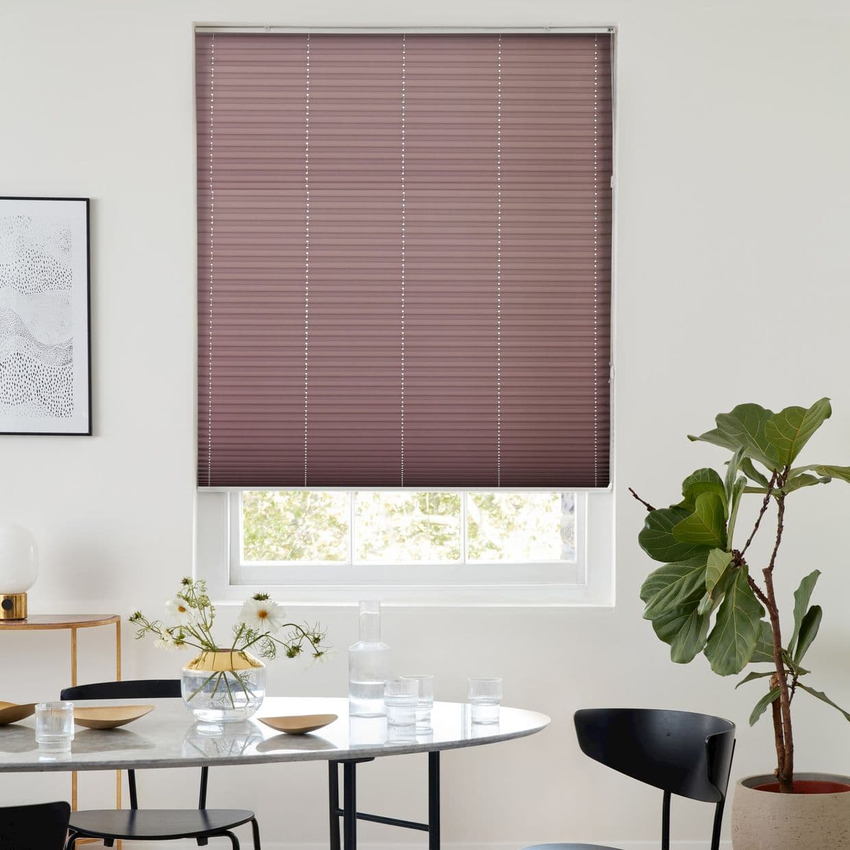 Mini Stripe Lavender Pleated Blind