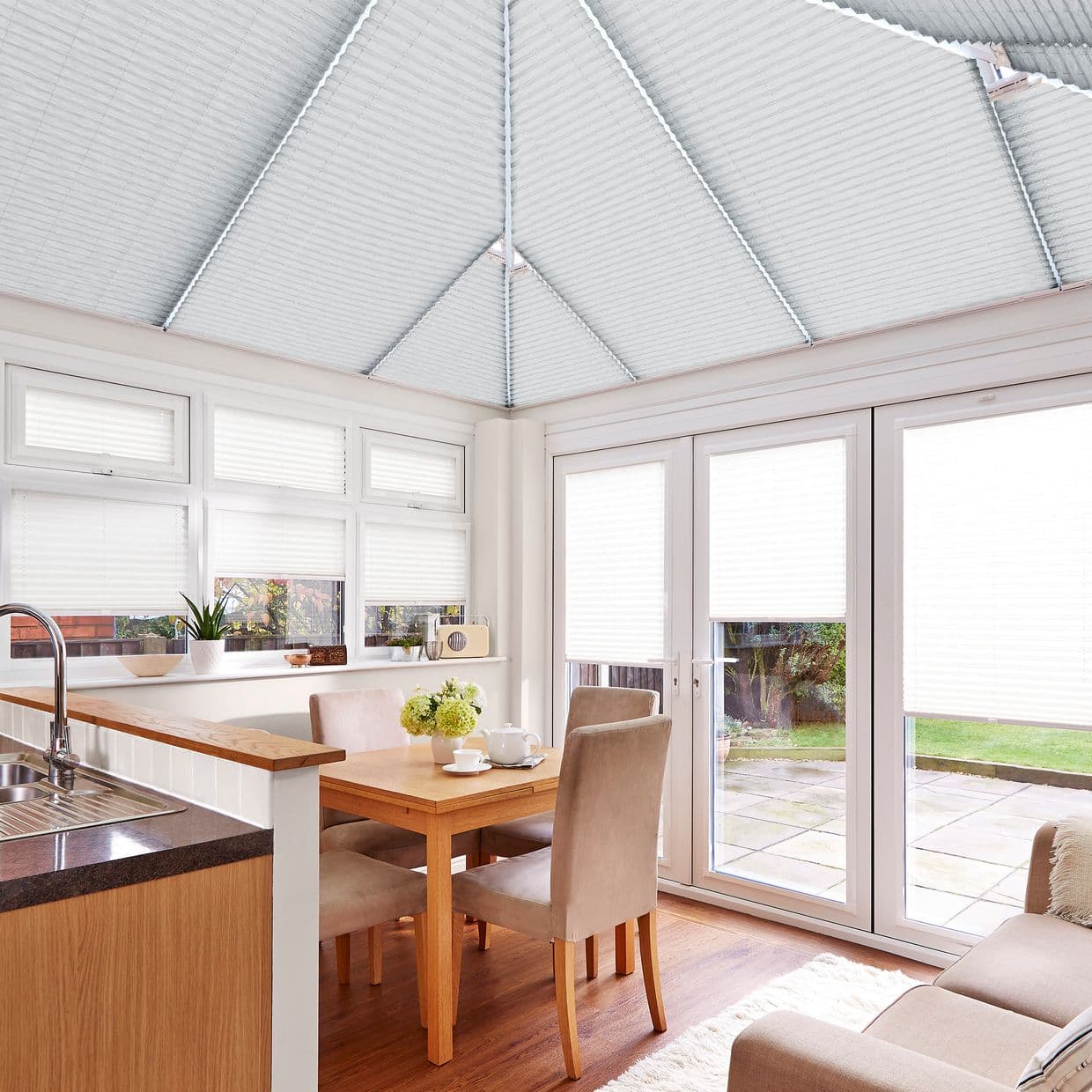 Profusion White Conservatory Roof Pleated Blind