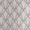 Textured wallpaper with overlapping angular taupe lattice lines repeating across a light gray surface, covering an interior wall in a close-up view under neutral lighting.