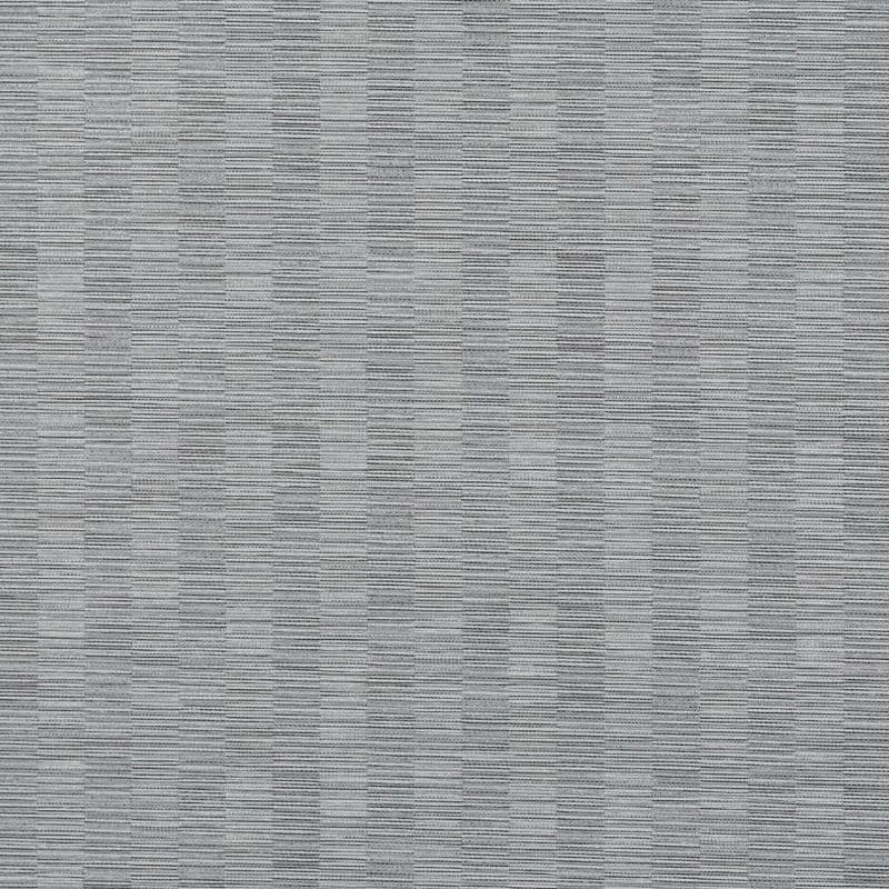 Gray woven fabric or wallpaper with narrow horizontal ribs forming subtle vertical checkerboard bands; it covers a flat surface, seen close-up under even diffuse neutral lighting.