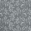 Grey wallpaper with pale, stylized leaf-and-vine pattern covers a flat surface, repeating across the frame; close-up indoor view with even lighting and no other room details.