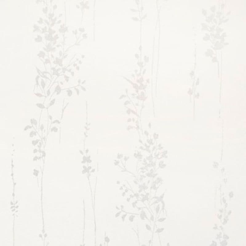 Faint vertical floral wallpaper with pale grey vine motifs spaced on a cream background — subtly patterned surface, softly lit suggesting a calm, neutral interior wall.