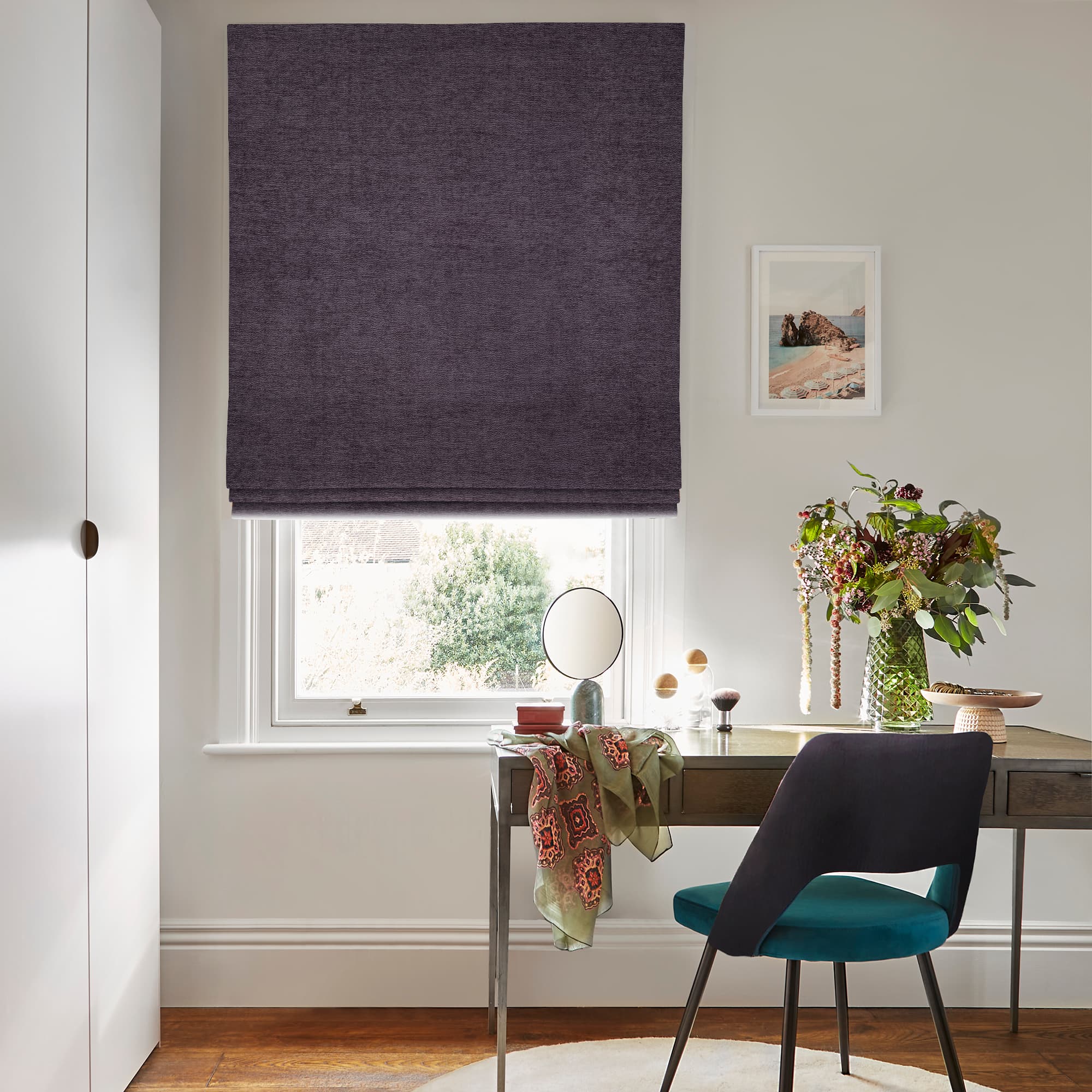 Pique Plum Roman Blind