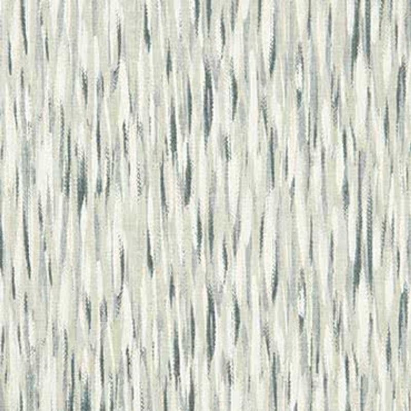 Textile wall covering with narrow vertical brushstroke pattern, showing muted greys and teal streaks; presented as a close-up swatch under even, neutral lighting with no visible room context.