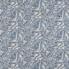 Wallpaper featuring overlapping hand-drawn blue palm leaves; repeating pattern covers the entire flat surface, set against a light neutral background with even, diffuse lighting.