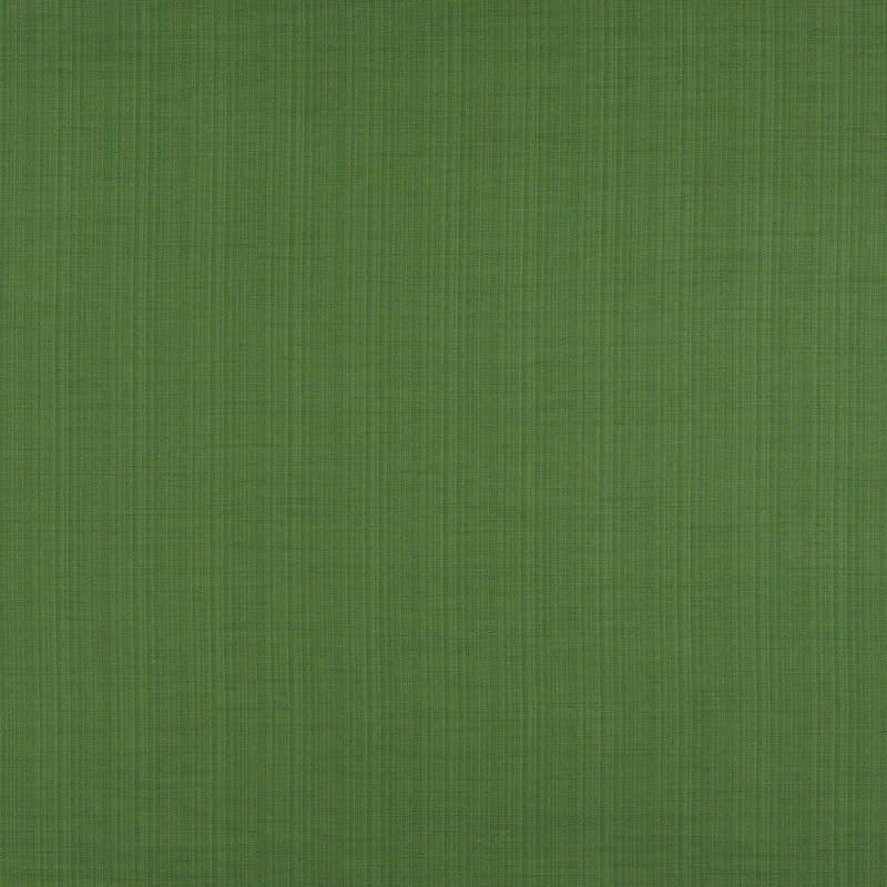 Green woven fabric with fine crosshatch and subtle vertical stripes, filling the entire frame; evenly lit, flat textile surface resembling an upholstery or wallpaper sample.