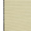 Cellular (honeycomb) window shade, lowered and closed—beige pleated fabric with visible black hexagonal cell edges at left—softly filtering light, shown against a plain white background.