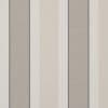 Vertical striped wallpaper with alternating wide beige and textured gray panels, separated by thin dark borders and narrow off-white stripes; covers a wall, forming a neutral, softly lit interior backdrop.