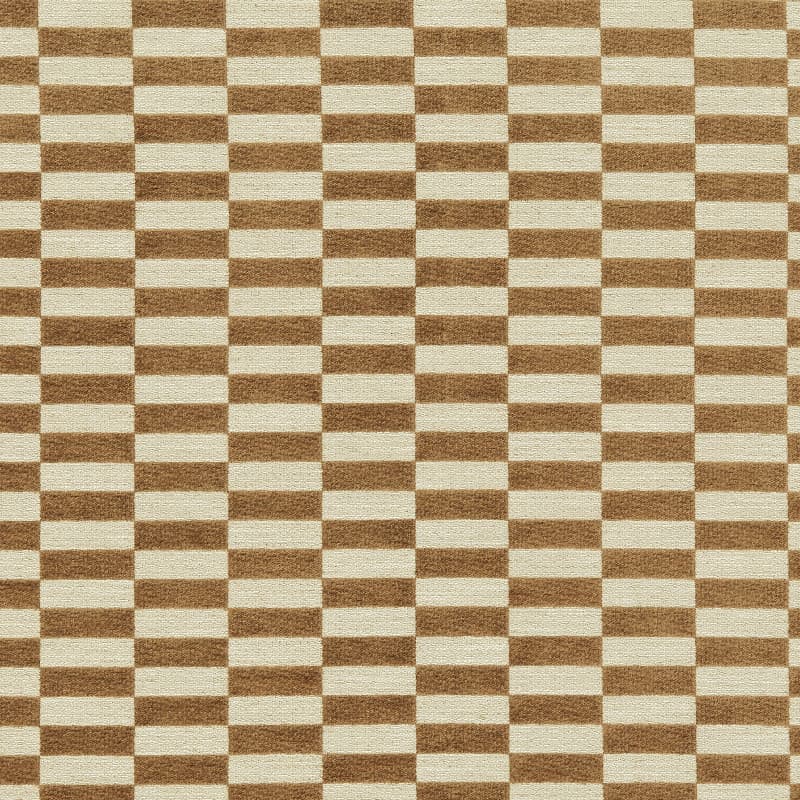 Textured brown-and-cream rectangular panels forming a tight checkerboard grid, repeating across the surface and covering the view, suggesting a flat, evenly lit patterned wall or floor.