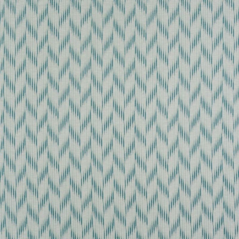 Textured wallpaper covering a wall, patterned with repeating teal vertical chevron-like dashes and subtle woven lines; decorating an evenly lit interior surface.