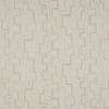 Beige woven fabric sample, flat and evenly lit, featuring repeating stepped‑cross embroidery in slightly darker thread; textured surface suggests use as upholstery or wallpaper in a neutral interior.