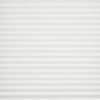 White horizontal pleated blinds filling the frame, evenly spaced shallow pleats across a window; closed, softly diffusing daylight; interior setting with neutral, evenly lit background and no visible view.
