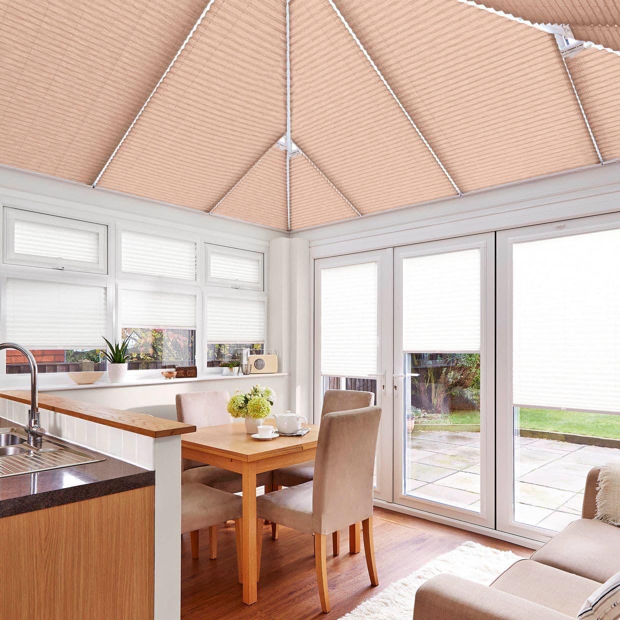Grenoble Beige Conservatory Roof Pleated Blind