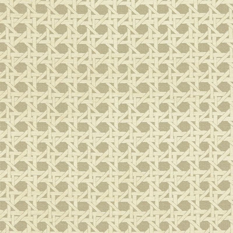 Woven cane/rattan lattice panel, tight hexagonal open-weave of beige strips, forming a repeating geometric pattern; covering a flat surface, decorative textile-like texture in neutral, softly lit close-up.