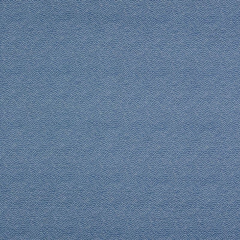 Navy-blue fabric with a dense small white-dot pattern covering a flat surface; slightly textured, evenly lit close-up view with no visible surroundings.