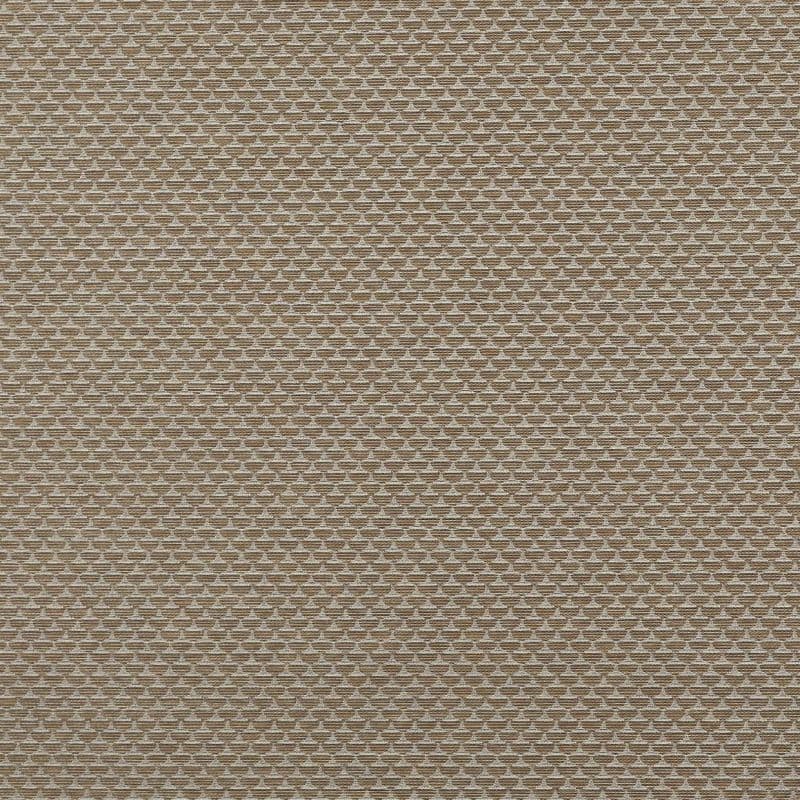 Beige woven fabric with a small repeating geometric motif; covering a flat surface and displaying a tight, uniform weave; close-up, evenly lit, neutral interior surface.