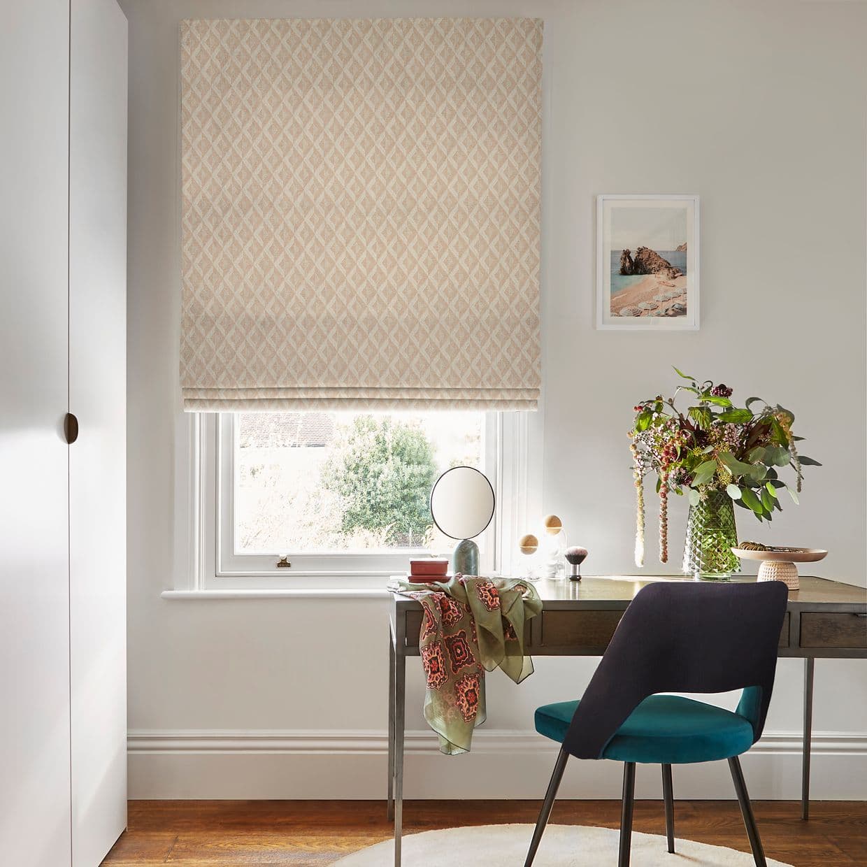 Zircon Rosedust Roman blind