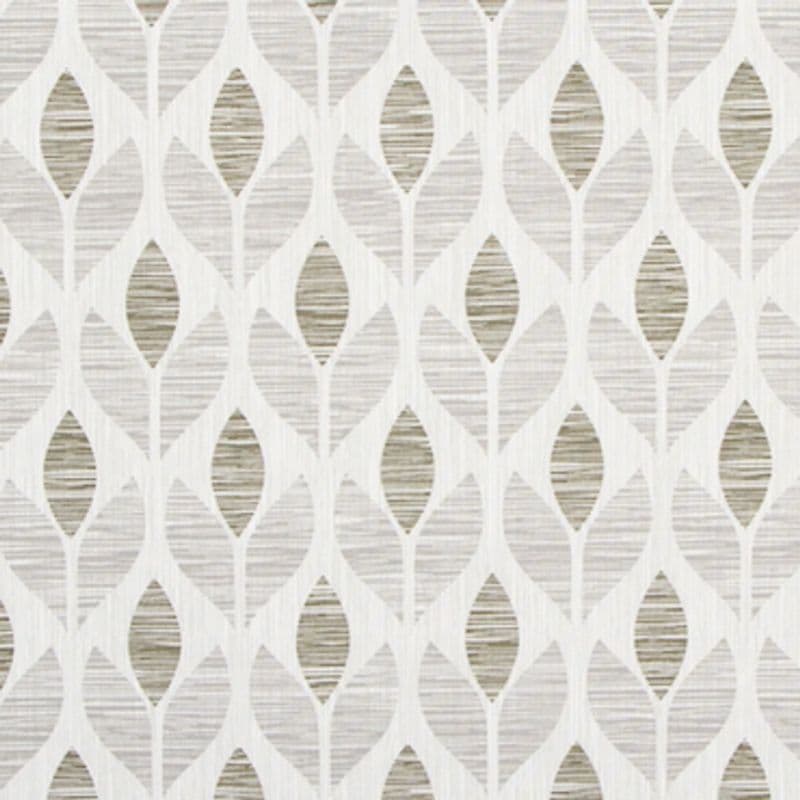 Beige-and-white stylized leaf-patterned wallpaper, repeating vertical stems with textured horizontal shading, covering a flat wall surface in a neutral-lit interior without other visible furnishings.