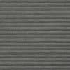 Gray textured horizontal pleated fabric blinds, fully closed with overlapping slats and subtle weave, blocking any view; set against an interior wall under soft, even indoor lighting.