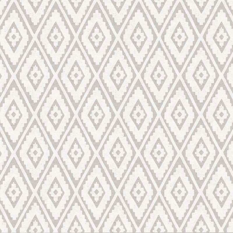 Patterned wallpaper: overlapping stepped diamonds in light beige and off-white — repeating across a flat surface — even, neutral lighting with no additional room features visible.
