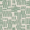 Geometric pattern of short green rectangular bars arranged in staggered grid clusters across a beige, woven-texture fabric background.